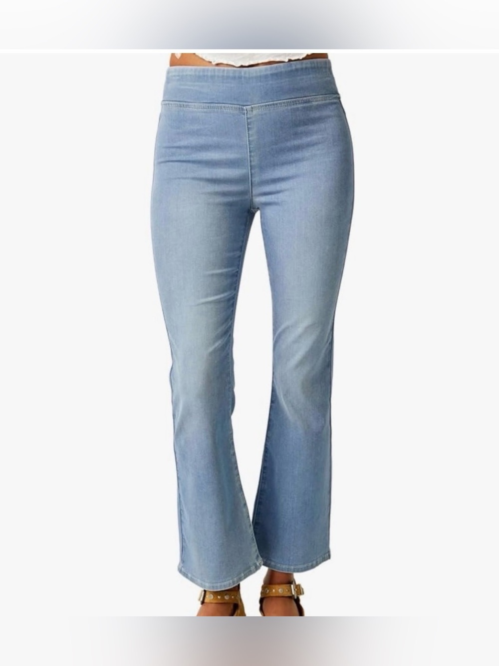 Free People We The Free Light Wash Pull On Flare Jeans size L